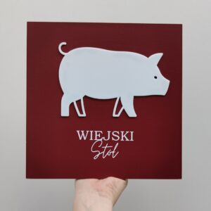 Tabliczka WIEJSKI STÓŁ z tłem, różne kolory.