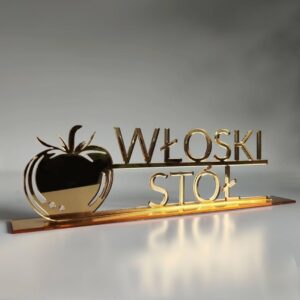 Tabliczka WŁOSKI STÓŁ 3D, złote/srebrne lustro