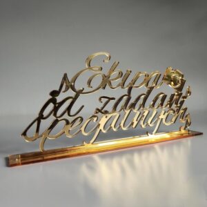 Tabliczka EKIPA OD ZADAŃ SPECJALNYCH 3D, złote/srebrne lustro