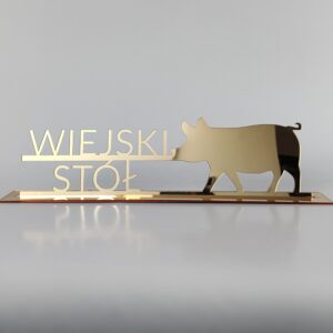 Tabliczka WIEJSKI STÓŁ 3D, złote/srebrne lustro